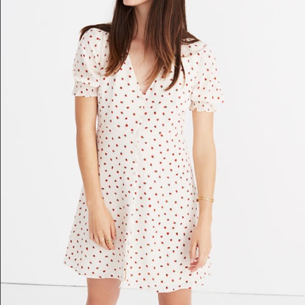 Madewell Silk Dress in Fresh Strawberries